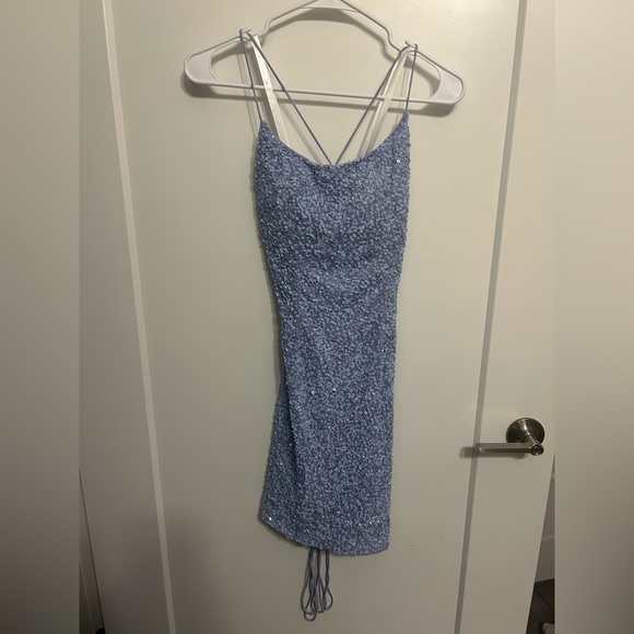 Primavera Couture Open Tie Back Sequin Mini Dress - Picture 3 of 11